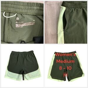 Women's all in motion Medium 8 - 10 Shorts Olive Lime Woven Activewear Athletic